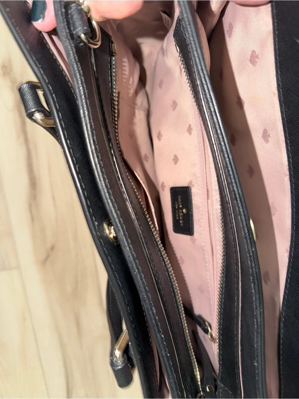 kate spade Pale Pink and Black Leather Satchel
